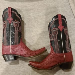 Women's Lucchese ostrich leather boots size 9